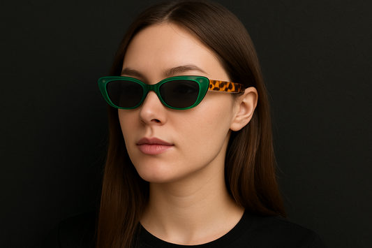 Green Leopard Polygonal Sunglasses
