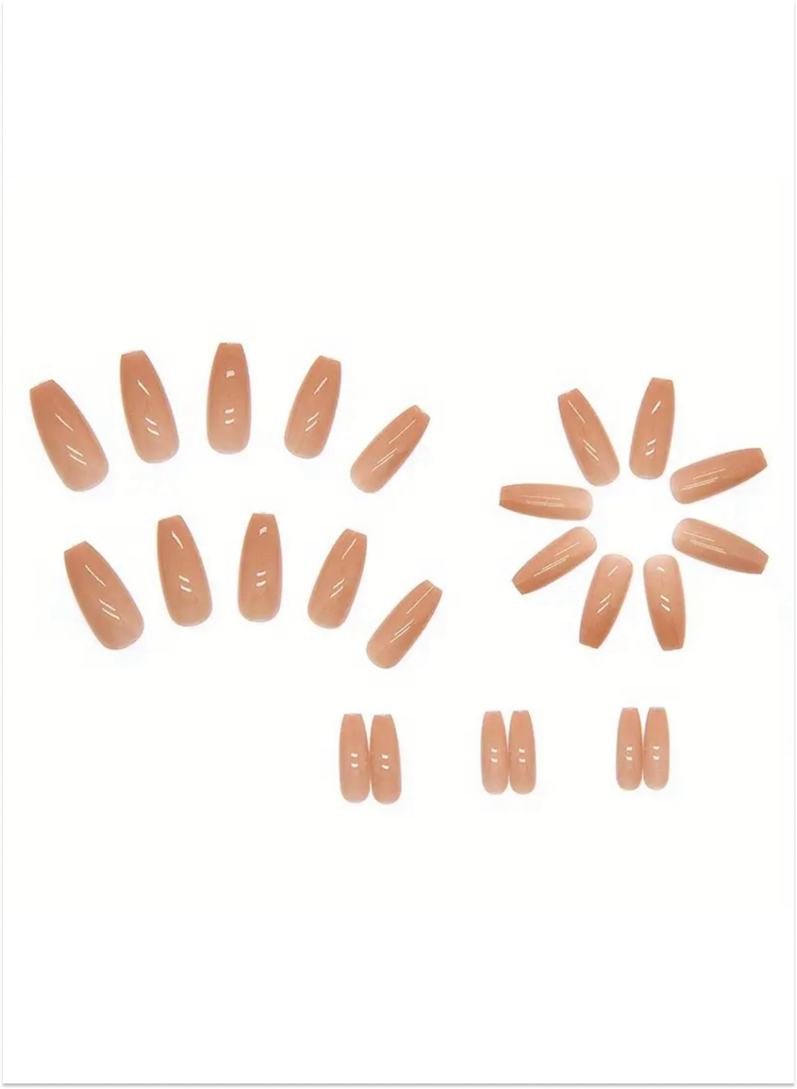 Coffin Glossy Nails - Nude