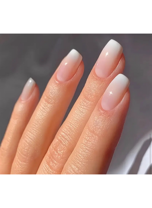 French Glossy Square Nails - Nude Ombre