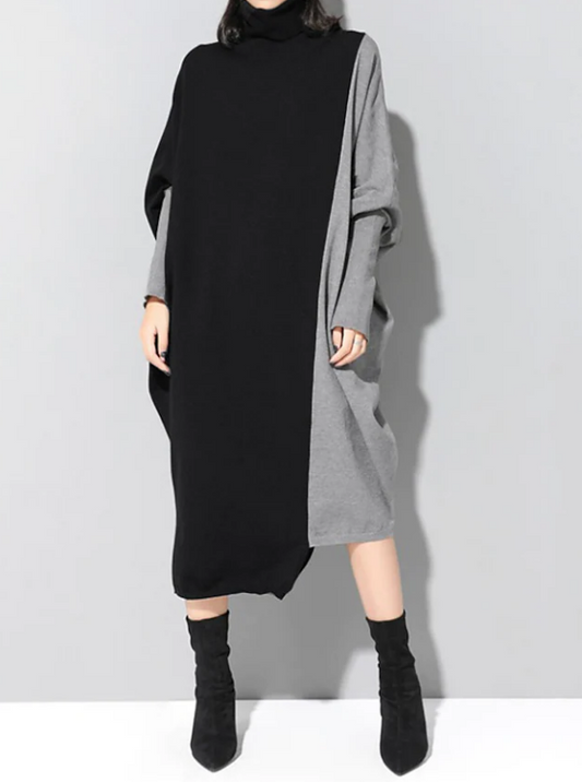 Oversized Midi High Neck Dress