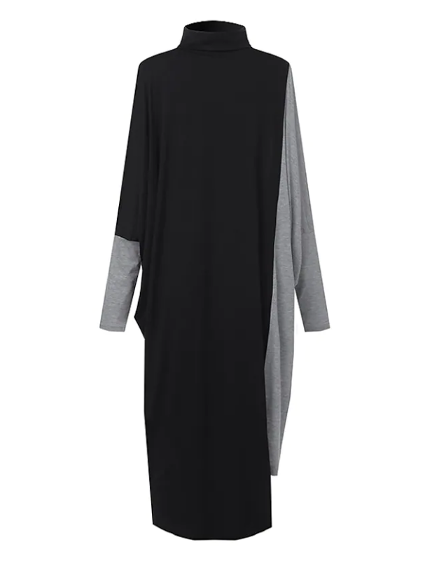 Oversized Midi High Neck Dress Grey