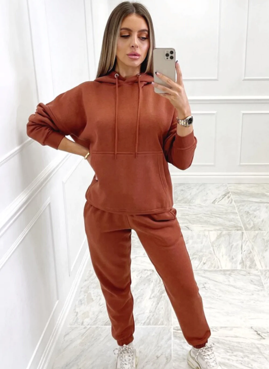 Glamify Rust Essential Hooded Loungewear Set