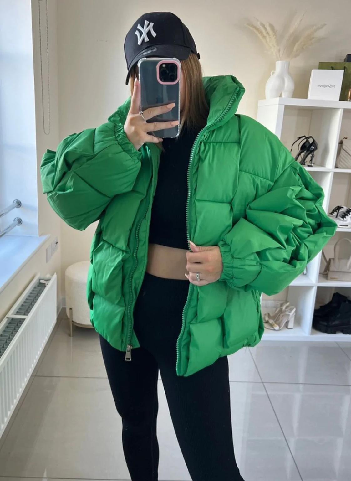 Green Short Puffer Jacket
