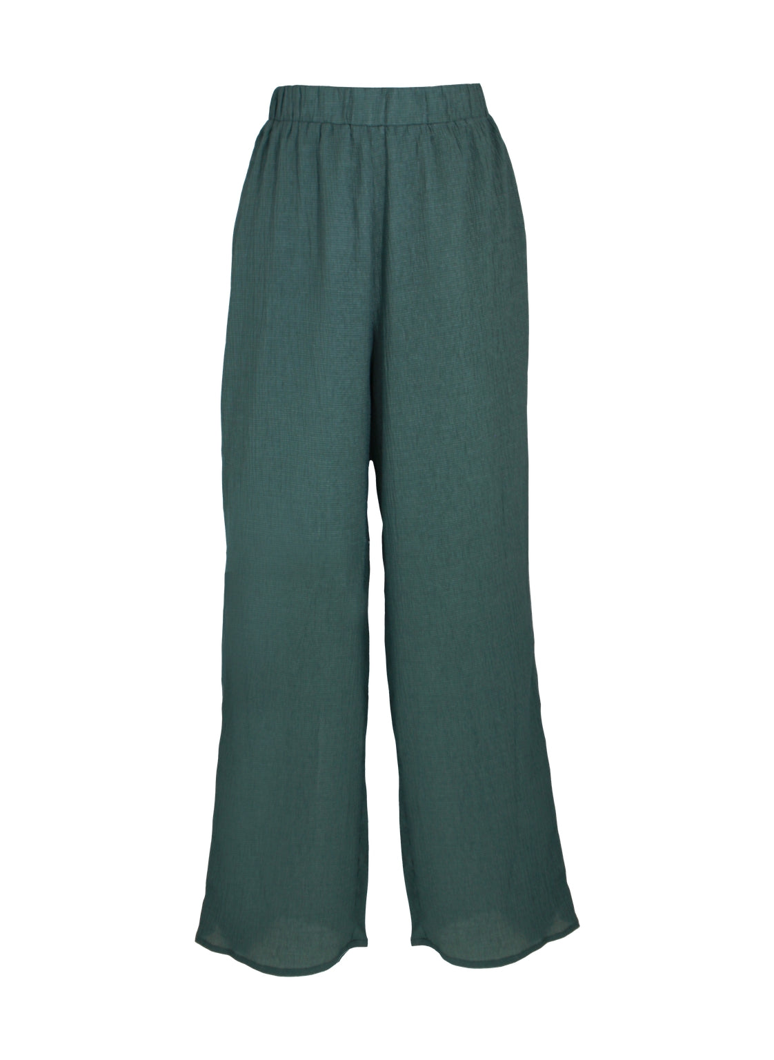 Solid Texture Elastic Waist Trousers