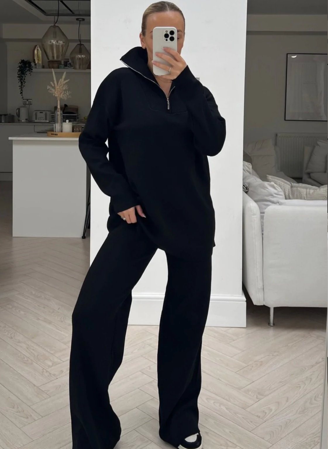 Knitted zip neck loungewear set