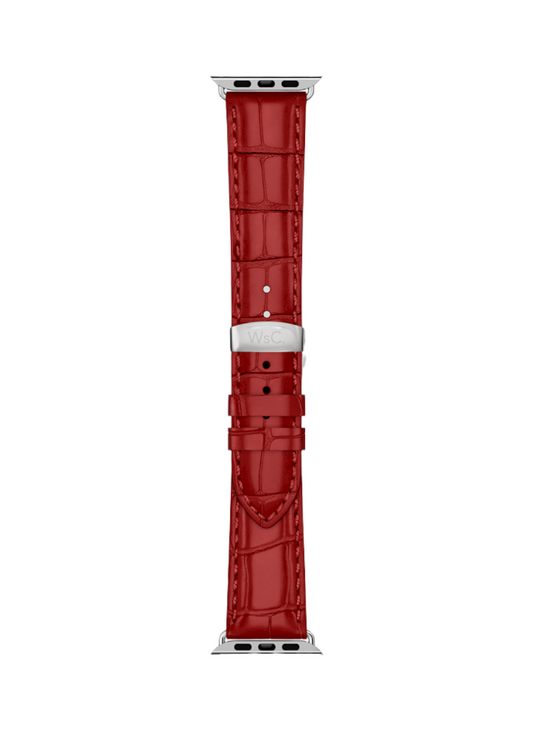 Prowler red leather apple watch strap