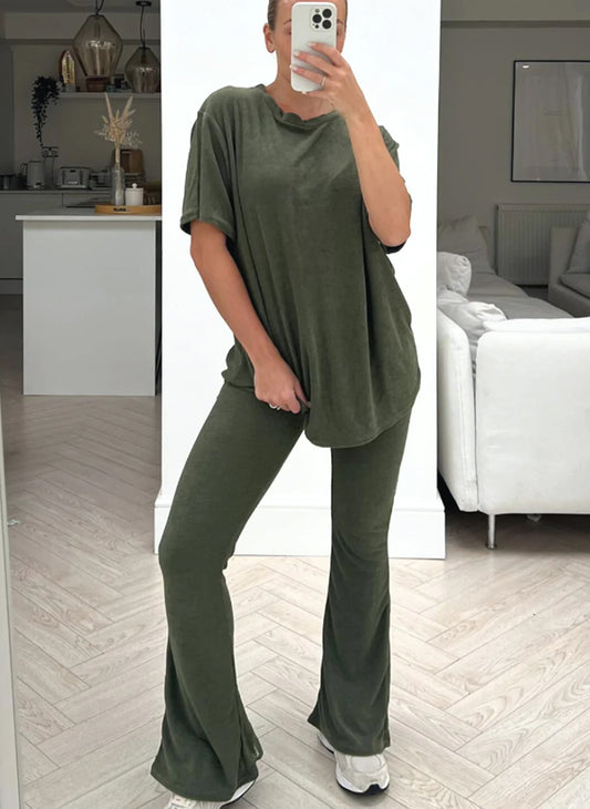 Rosie Khaki Oversized Toweling Loungewear Set