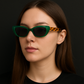 Green Leopard Polygonal Sunglasses