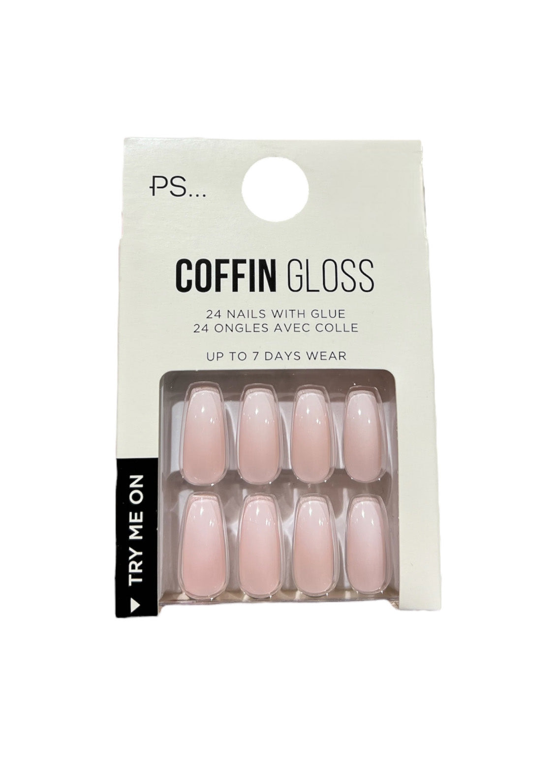 French Coffin Glossy Nails - Nude Ombre