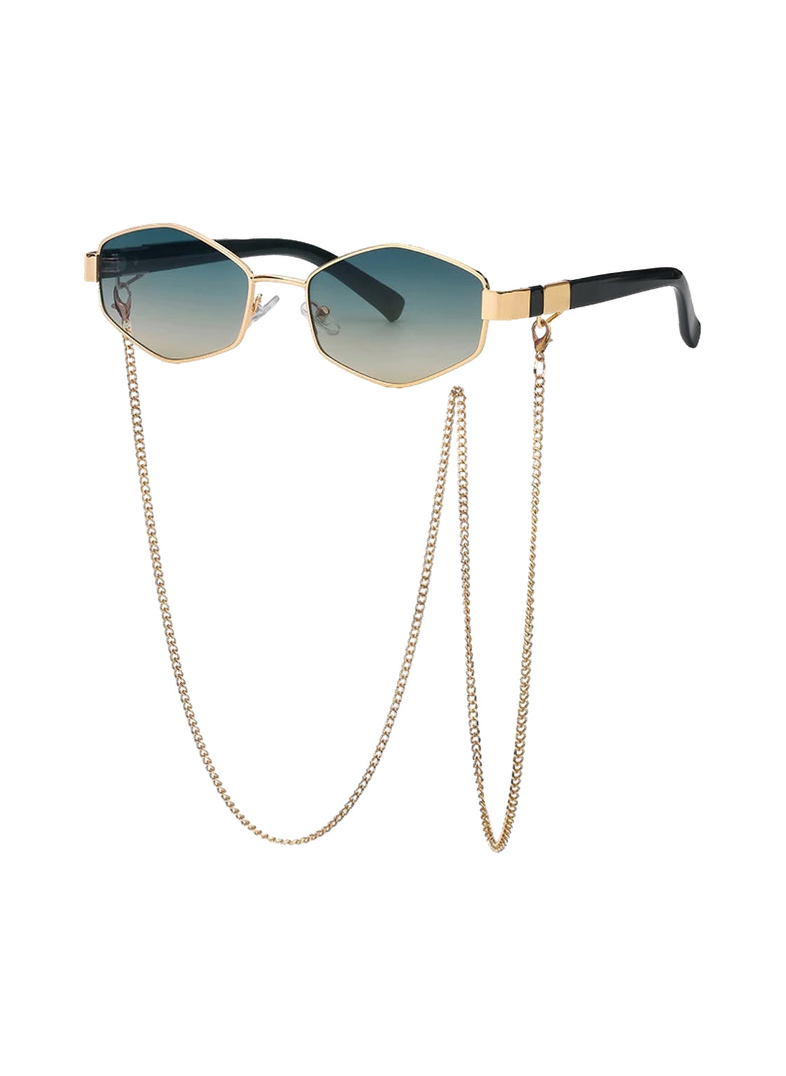 نظارة سوداء مع سلسلة ذهبية