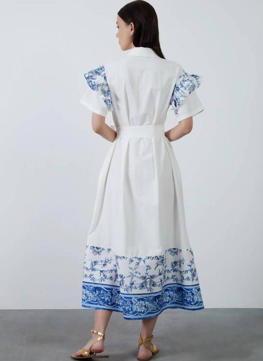 فستان أبيض و أزرق