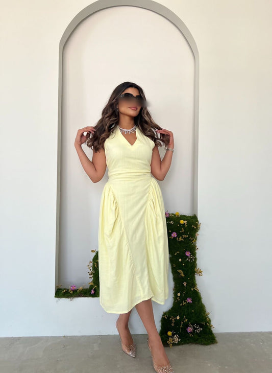Yellow linen dress (7)