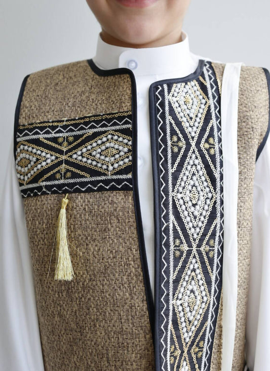 Vest and Gahfeya Set - Light Brown