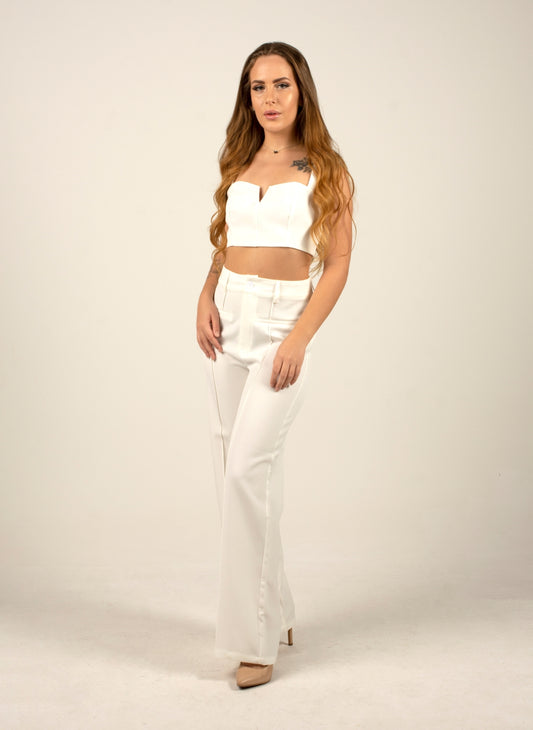 White Solid V-Wire Tank Top