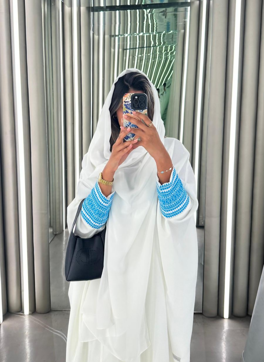 White x Blue Abaya