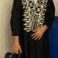 Black with White Embroidery Abaya