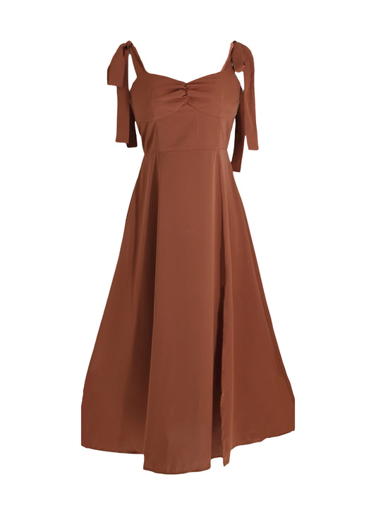 Solid Bowknot Corset Midi Dress