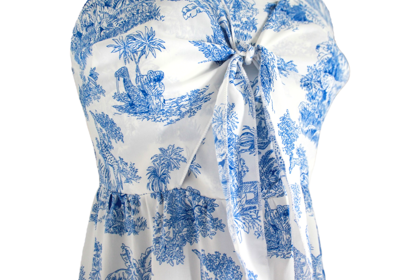 Toile de Jouy Bow Mini Dress details