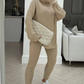 Keevah beige roll neck knitted ribbed coord