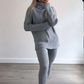 Keevah Grey Roll Neck Knitted Ribbed Coord