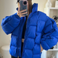 Lilly Blue Woven Short Puffer Jacket