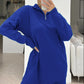 Nellie blue wide leg knitted zip neck loungewear set