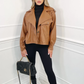 Nina Camel PU Leather Jacket