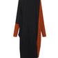 Oversized Midi High Neck Dress Orange and Black