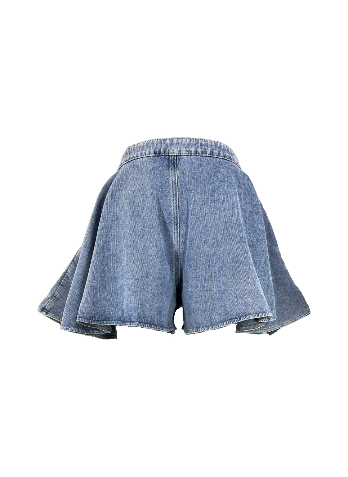 Ruffle Hem Denim Shorts