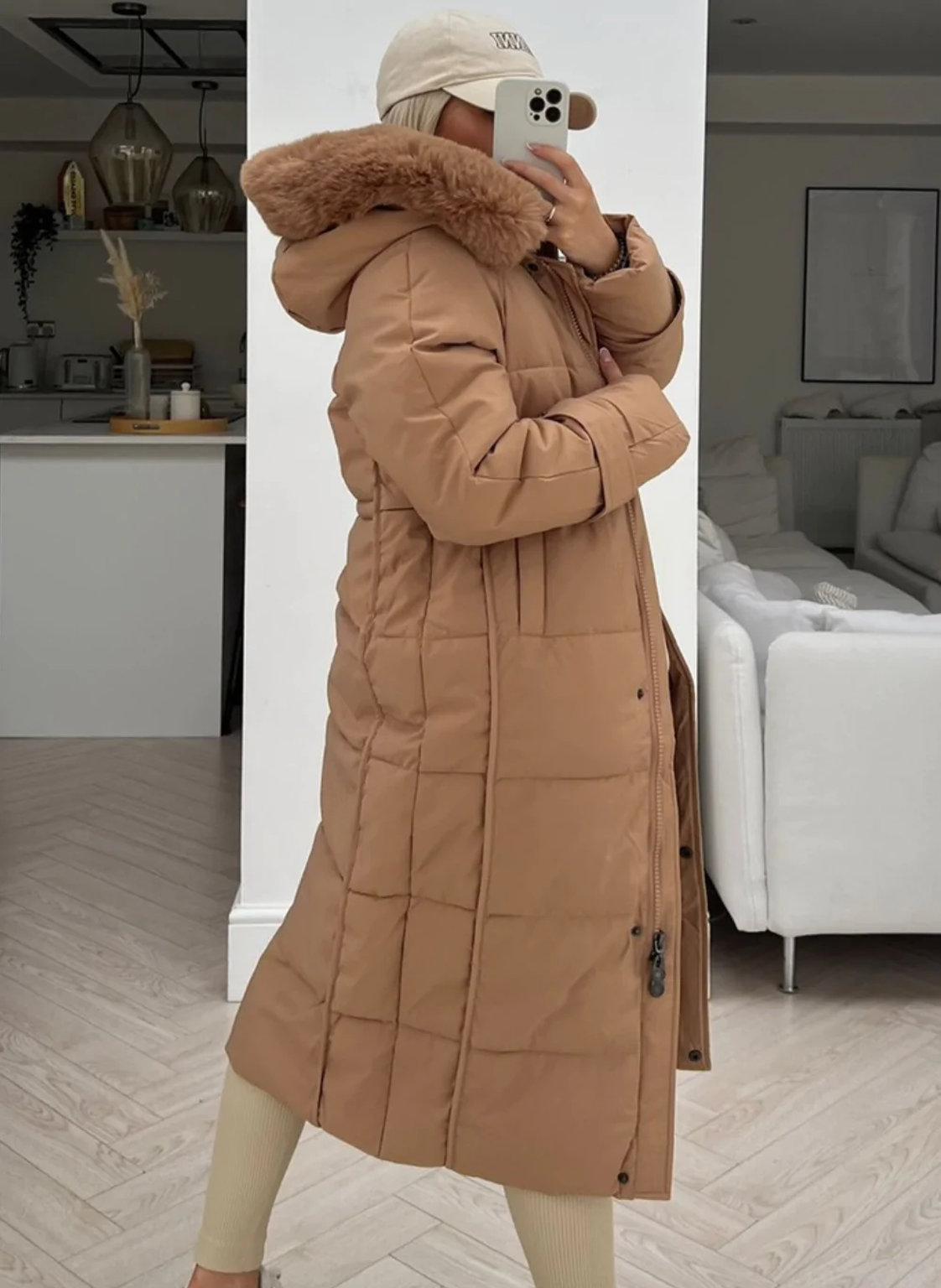 Camel coat 2025 with fur trim