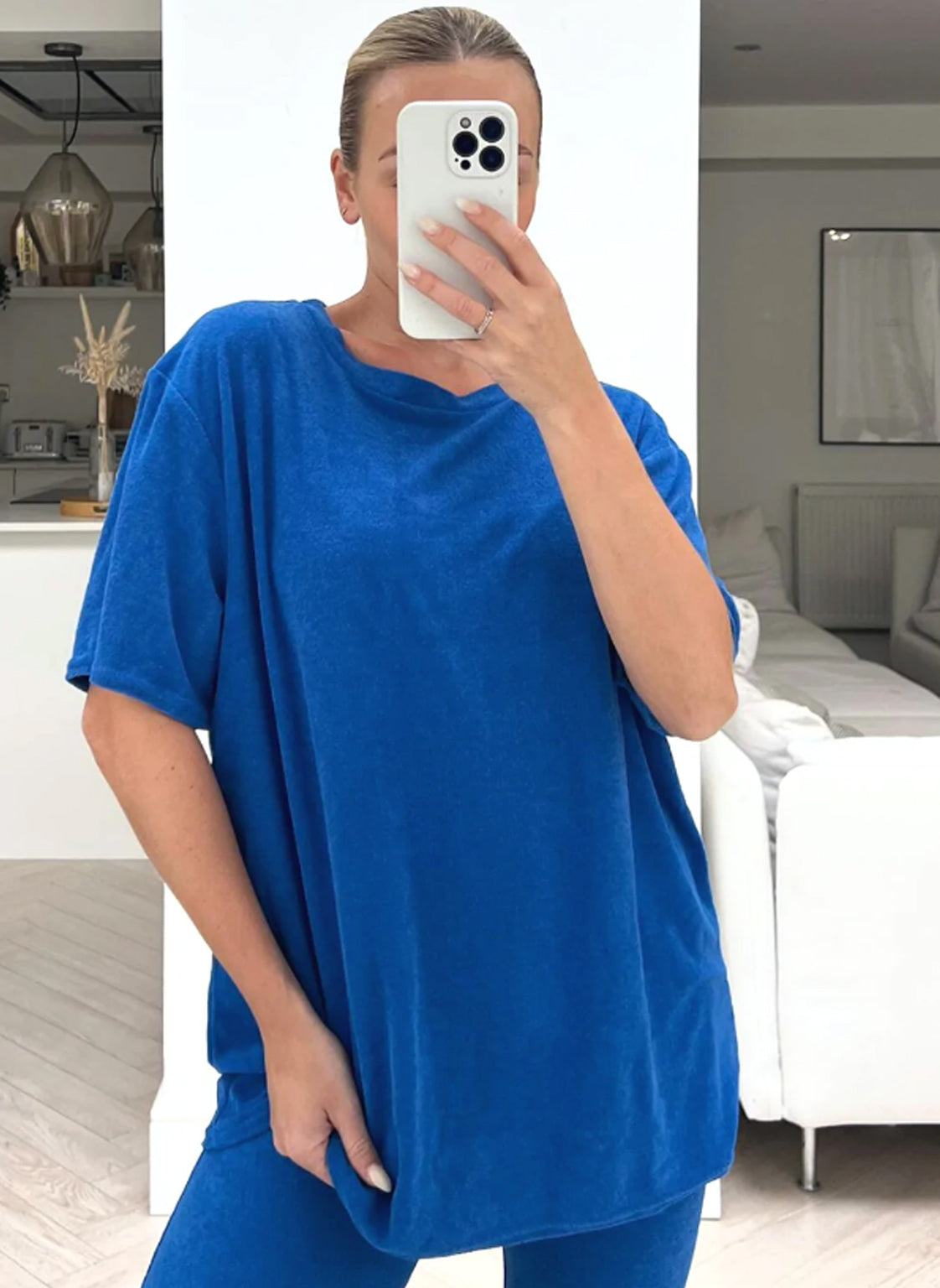 Rosie Blue Oversized Toweling Loungewear Set in Blue