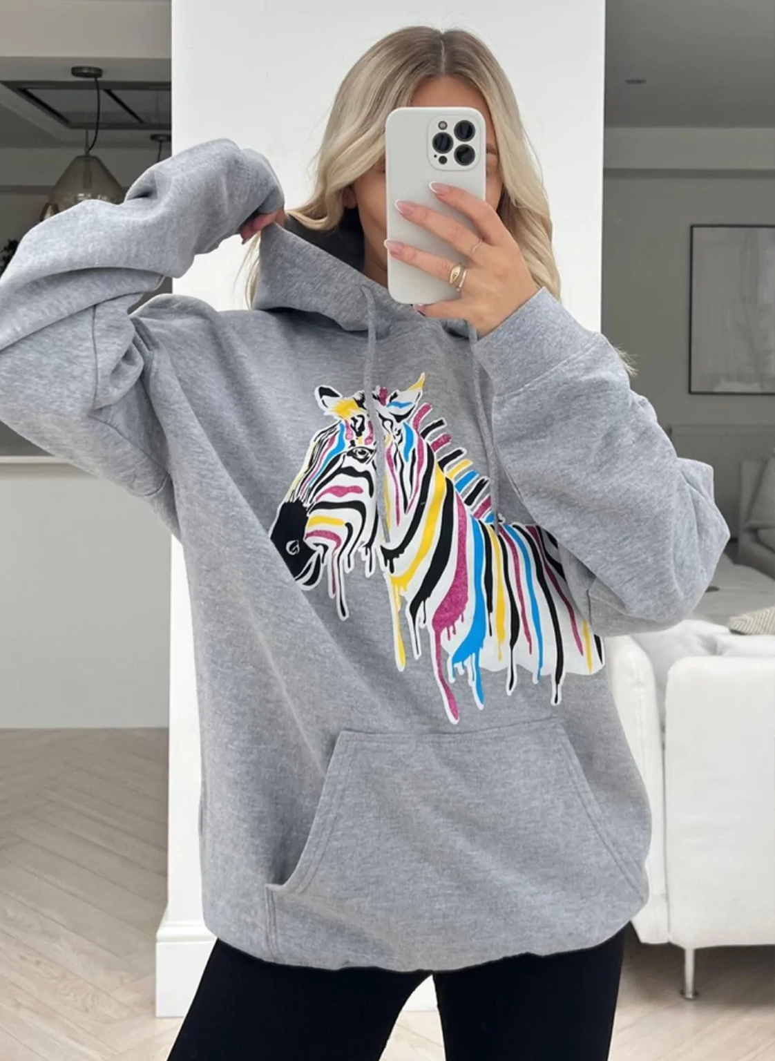 Animal Print Drawstring Hoodie