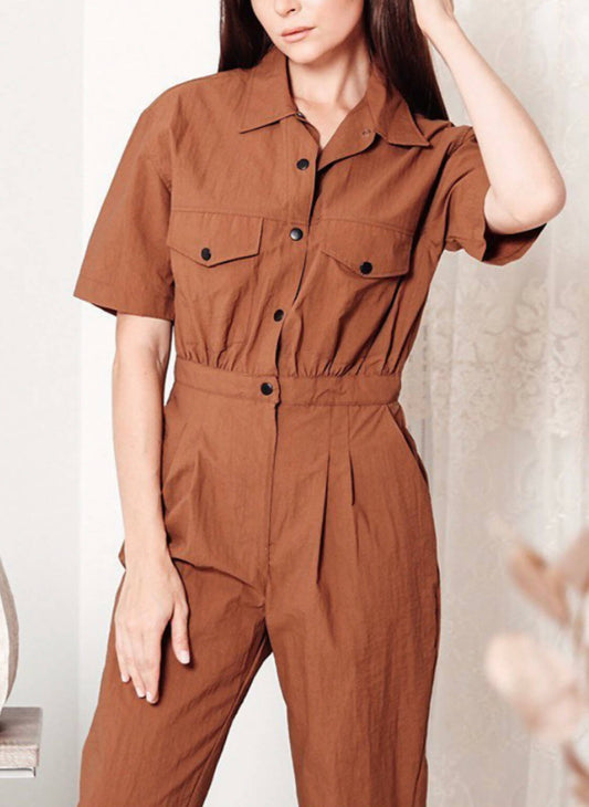 Collared Button Through Jumpsuit