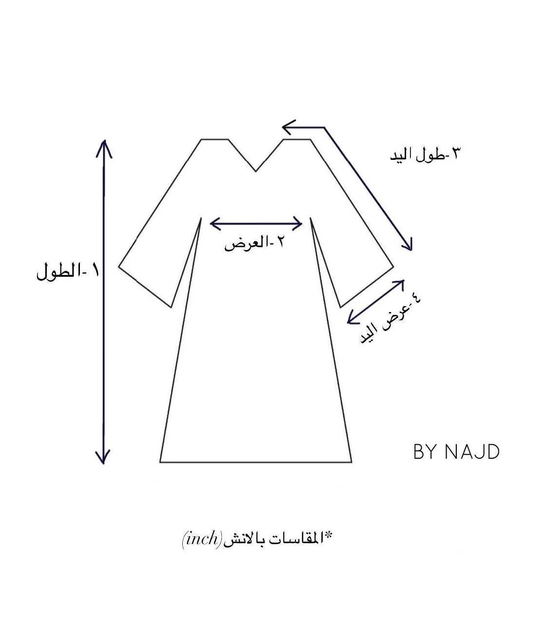 Shade of Beige Abaya Chart