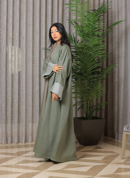 Two Colored Linen Abaya