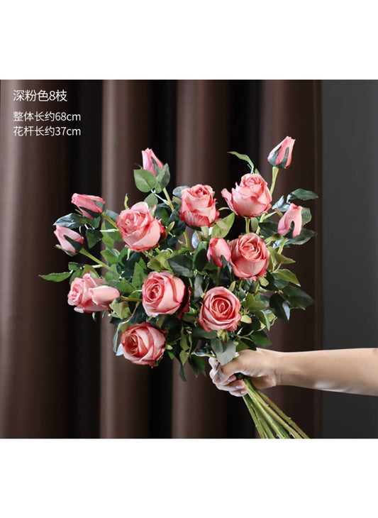 High-end and light luxury Bulgarian Roses (8 branches – dark pink – Artificial)