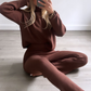 Gracie brown roll neck flared loungeset
