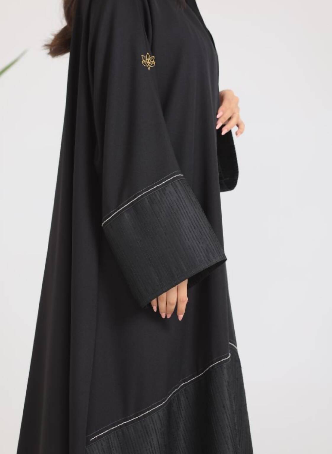 Casual Abaya with Light Beads Embroidery