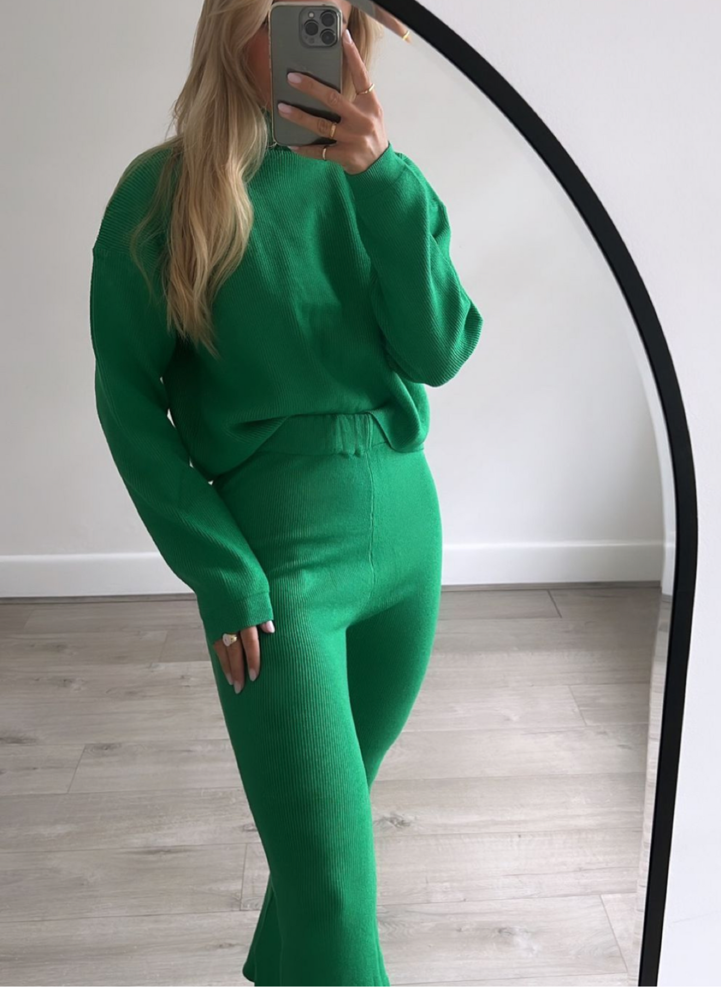 Gracie green roll neck flared loungeset