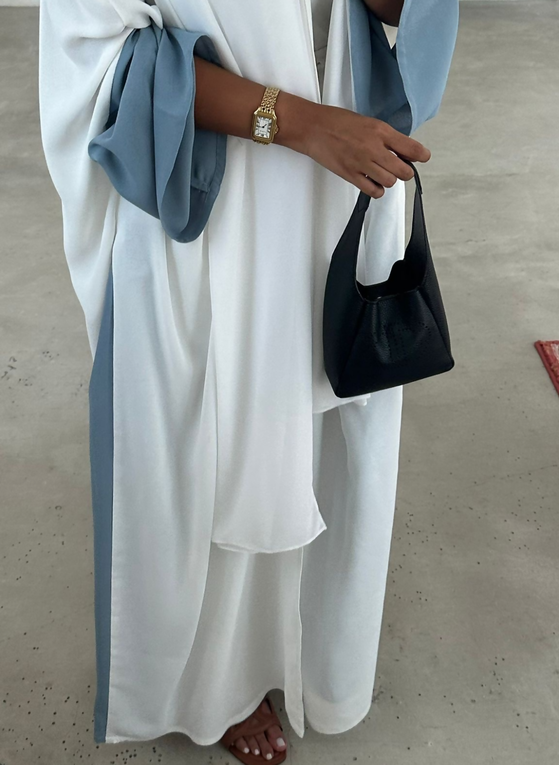 White X light blue abaya