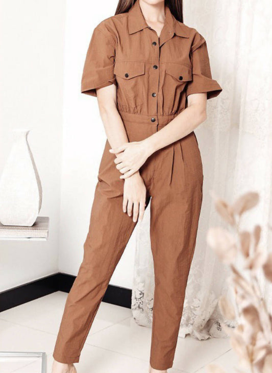 Collared Button Through Jumpsuit
