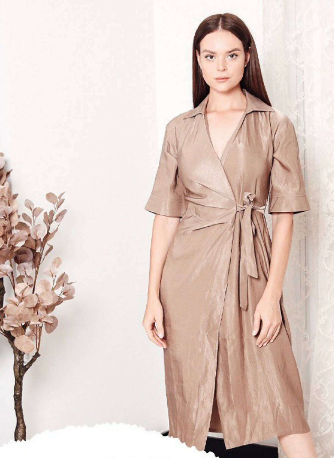 Silk Satin Gown Style Midi Dress
