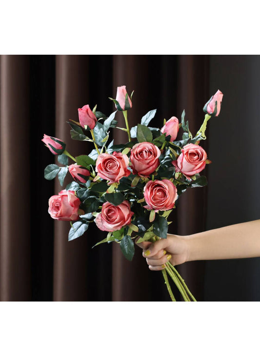 High-end and light luxury Bulgarian Roses (6 branches – dark pink – Artificial)