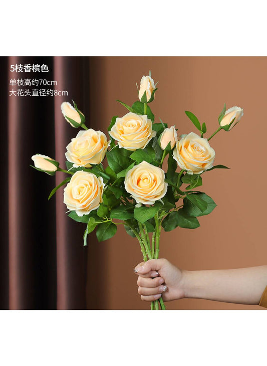 High-end and light luxury Bulgarian Roses (5 branches – yellow – Artificial)